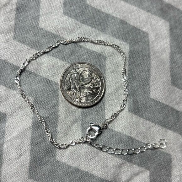 New! Silver Tone Dainty Bracelet Lobster Clasp & Extension - Picture 4 of 4